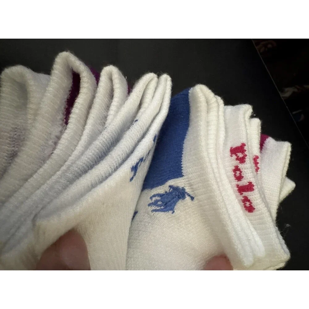 Polo Ralph Lauren Women 6-Pair Ankle Socks Cotton Blend Colorblock One Size